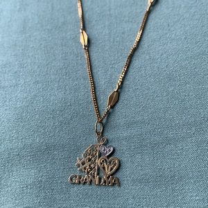 14K Yellow Gold Necklace With #1 Grandma Charm